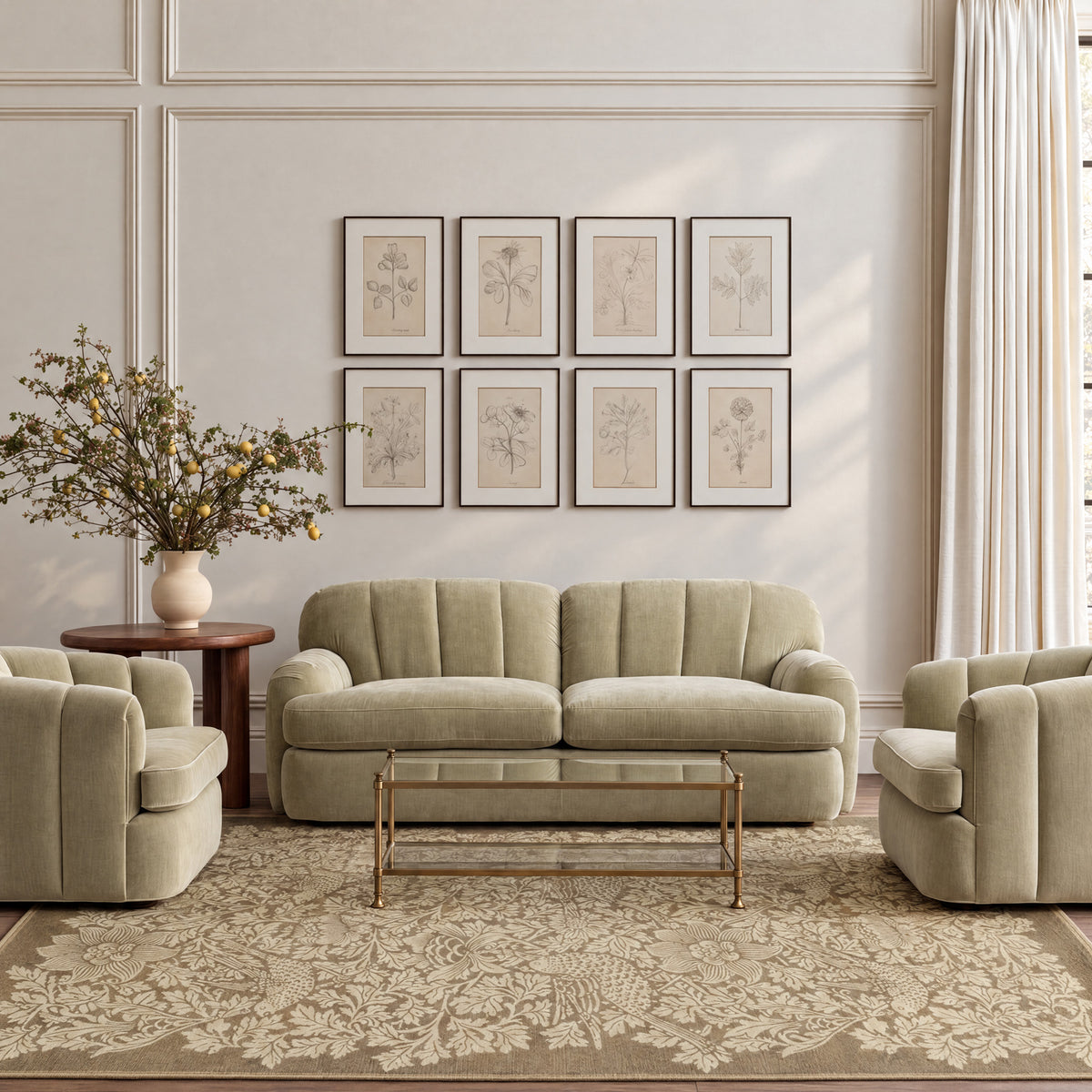 Washable Bird Anemone Taupe Rug - William Morris