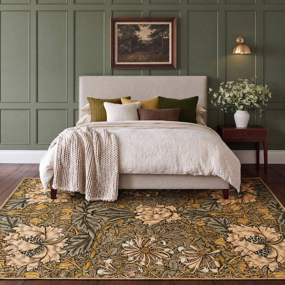 Washable Honeysuckle Golden Rug - William Morris