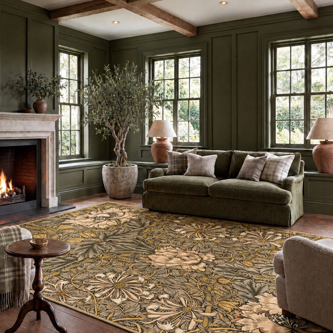 Washable Honeysuckle Golden Rug - William Morris