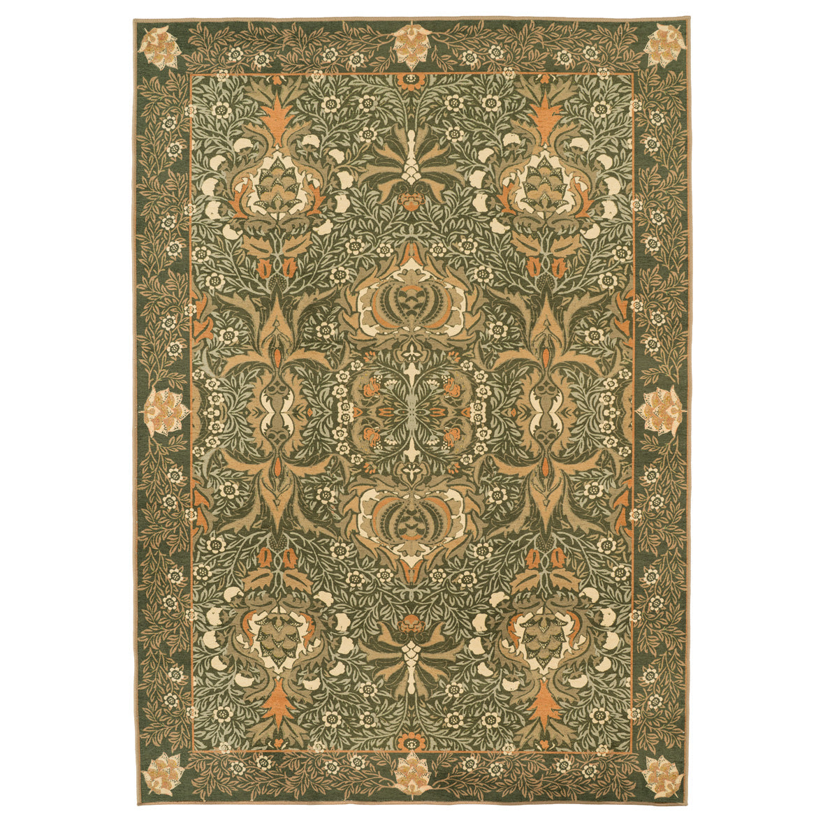 Washable Pomegranate Green Rug - William Morris