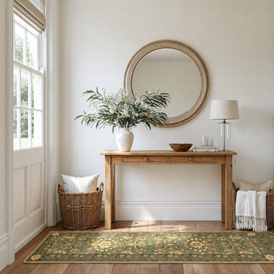 Washable Pomegranate Green Runner - William Morris