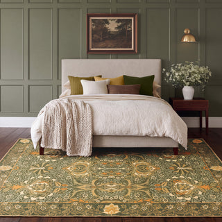 Washable Pomegranate Green Rug - William Morris
