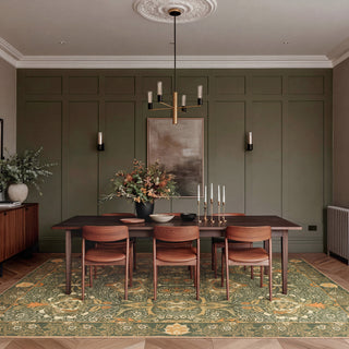 Washable Pomegranate Green Rug - William Morris