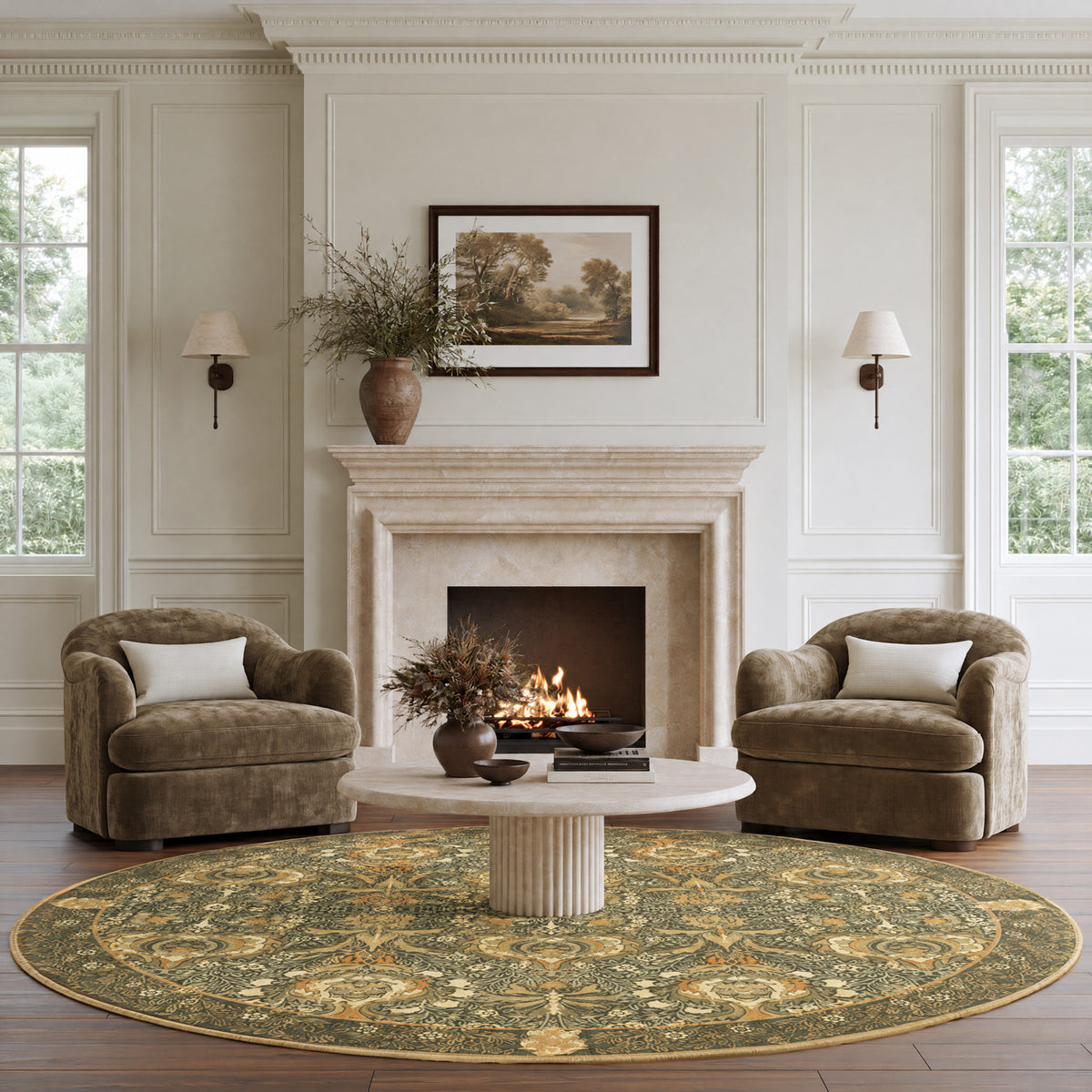 Washable Pomegranate Green Circle - William Morris