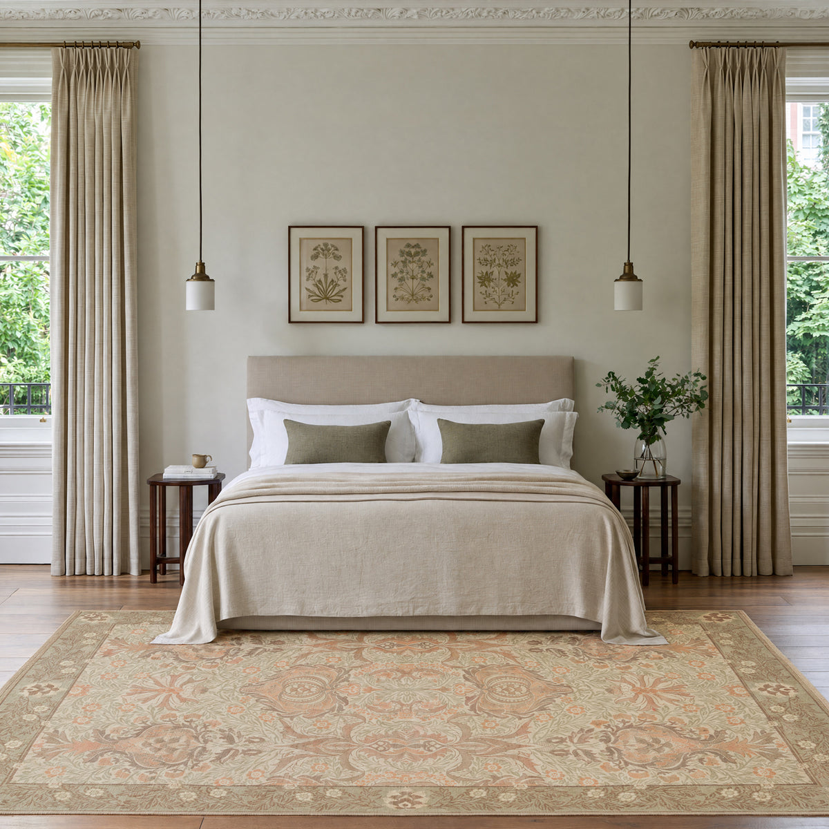 Washable Pomegranate Sage Rug - William Morris