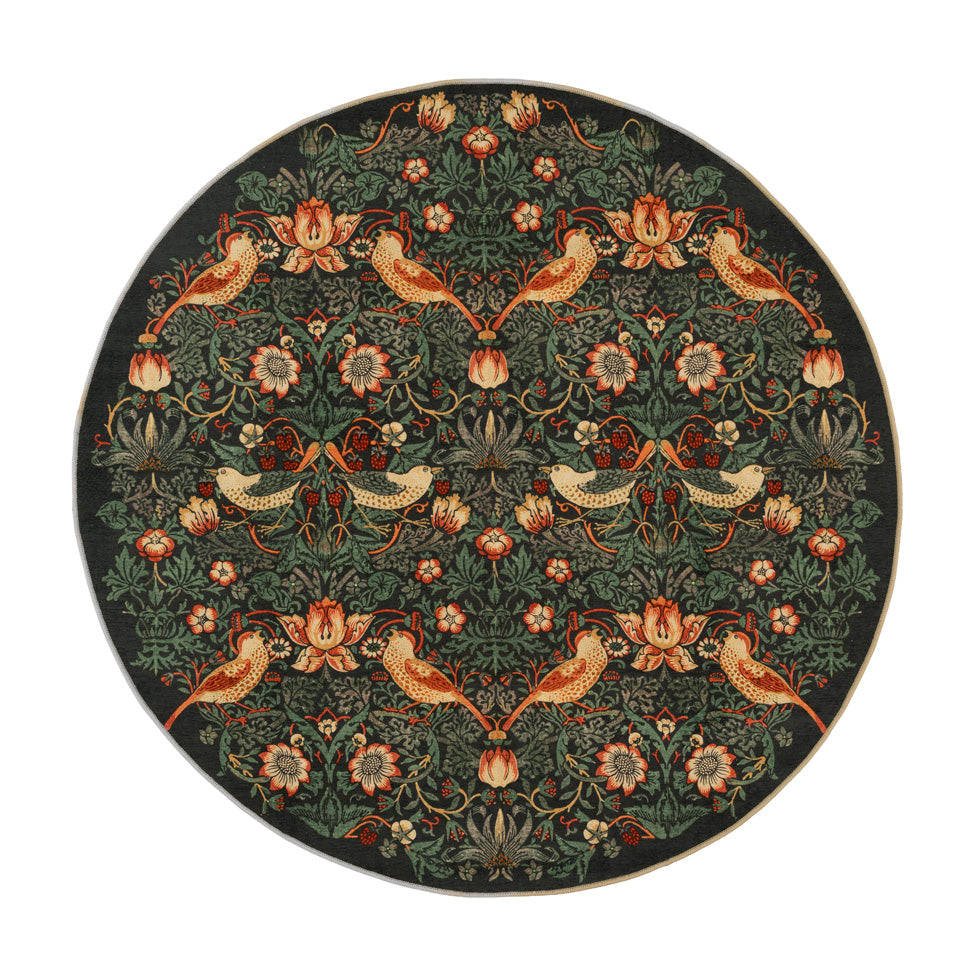 Washable Strawberry Thief Navy Circle - William Morris