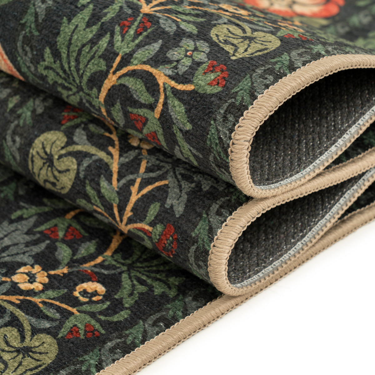 Washable Strawberry Thief Navy Rug - William Morris
