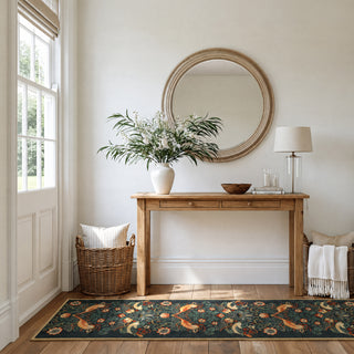 Washable Strawberry Thief Navy Rug - William Morris
