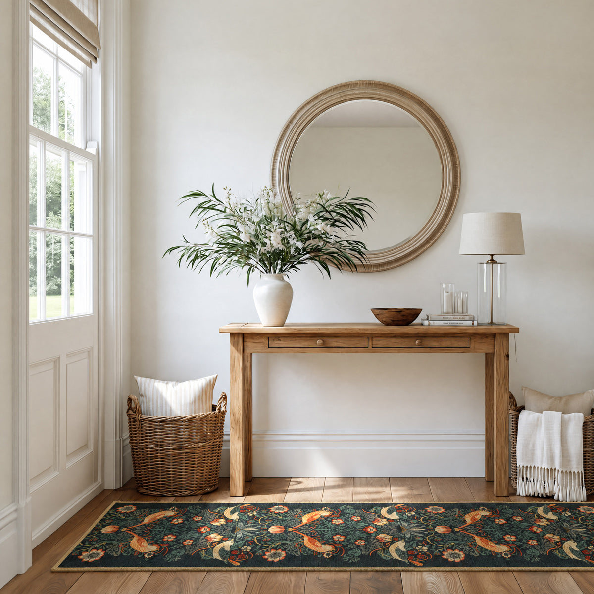 Washable Strawberry Thief Navy Runner - William Morris