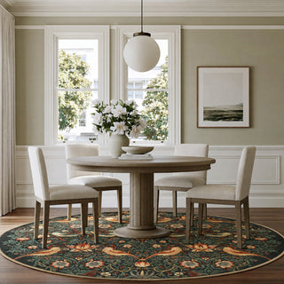 Washable Strawberry Thief Navy Rug - William Morris