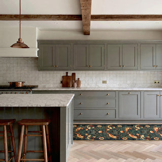 Washable Strawberry Thief Navy Runner - William Morris