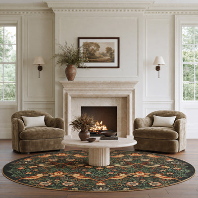 Washable Strawberry Thief Navy Circle - William Morris