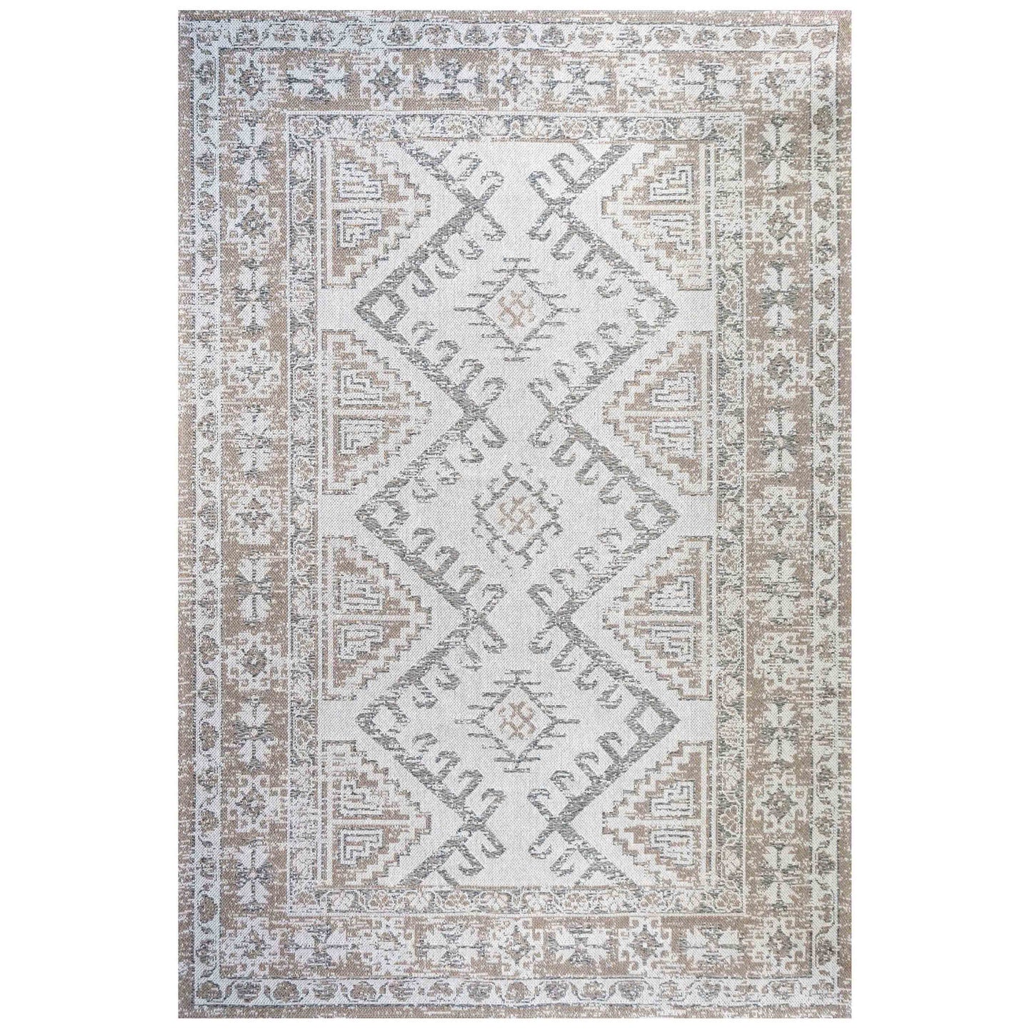 Vintage Faded Beige Woven Recycled Cotton Rug