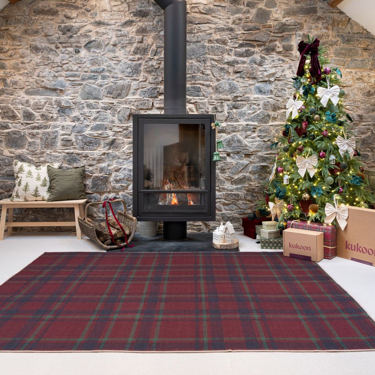 Tarten Rug Red Washable Red Tartan Heritage Rug - Finn | Living Room Rugs | Kukoon ...