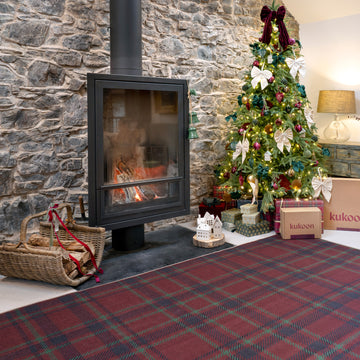Washable Red Tartan Heritage Rug - Finn
