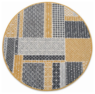 Ochre Grey Patchwork Rug