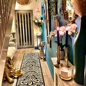 Black White Animal Zebra Print Runner Rug