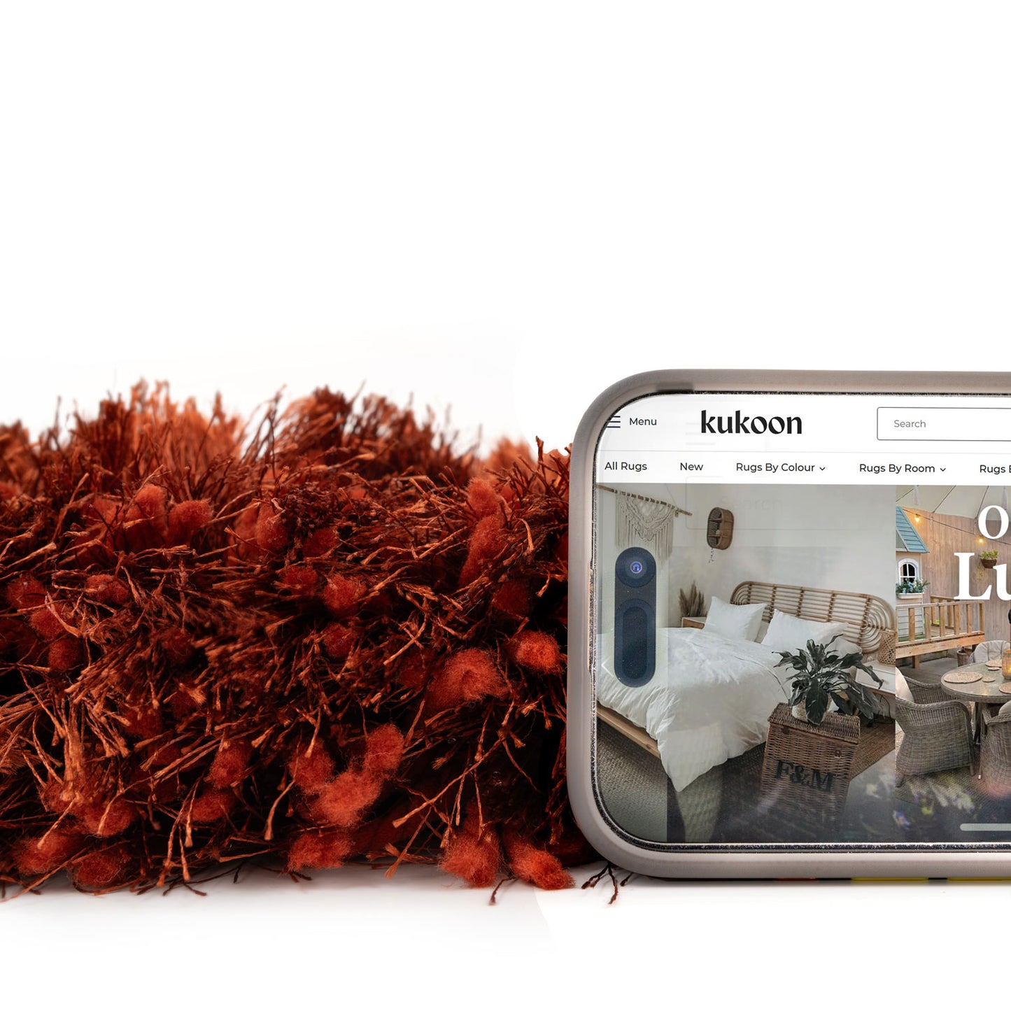 Plush Soft Rust Orange Shaggy Rug - Zia | Shaggy Rugs | Kukoon Rugs Online