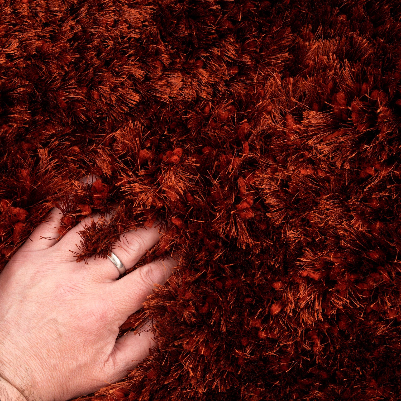 Plush Soft Rust Orange Shaggy Rug - Zia