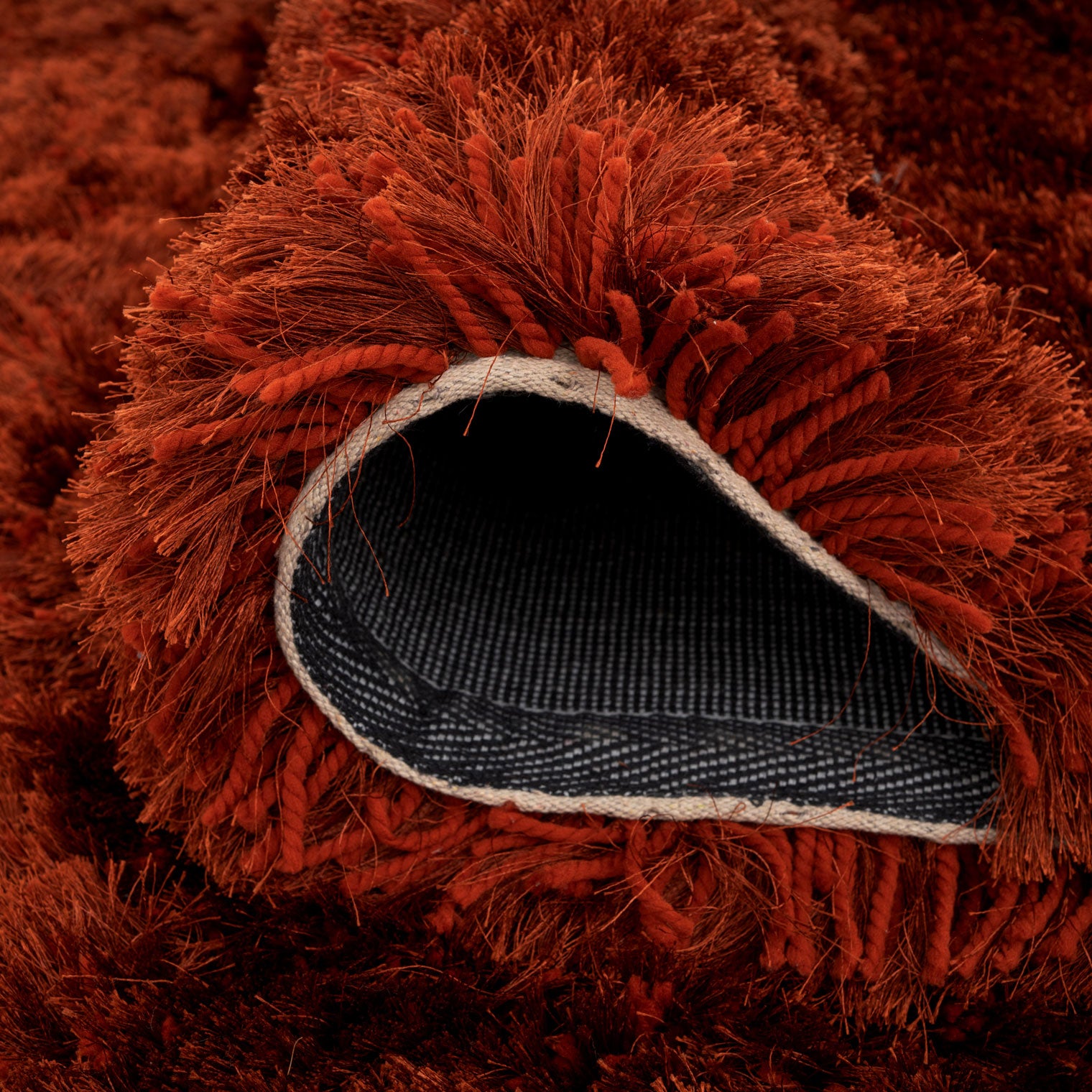 Plush Soft Rust Orange Shaggy Rug - Zia