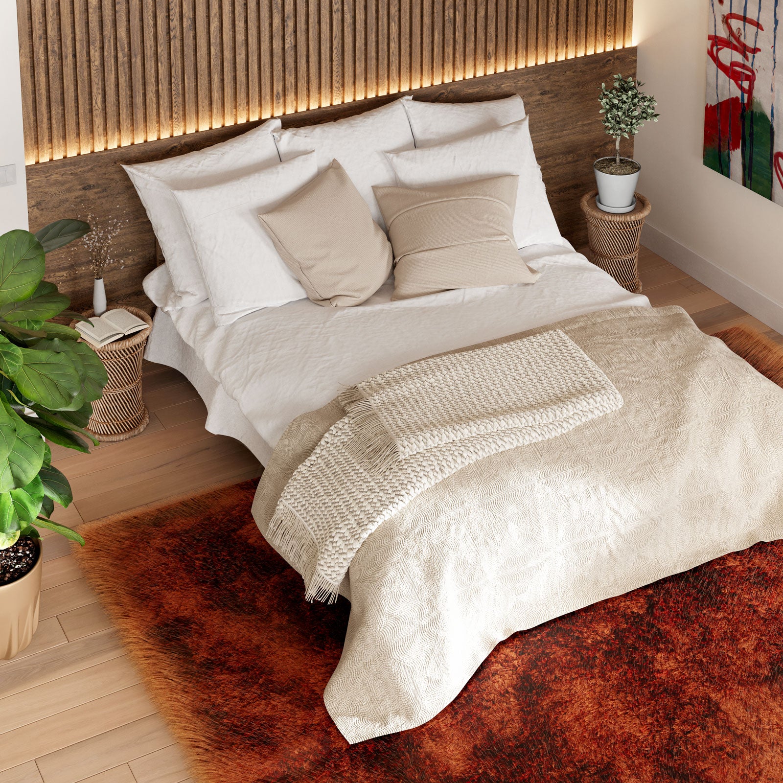 Plush Soft Rust Orange Shaggy Rug - Zia