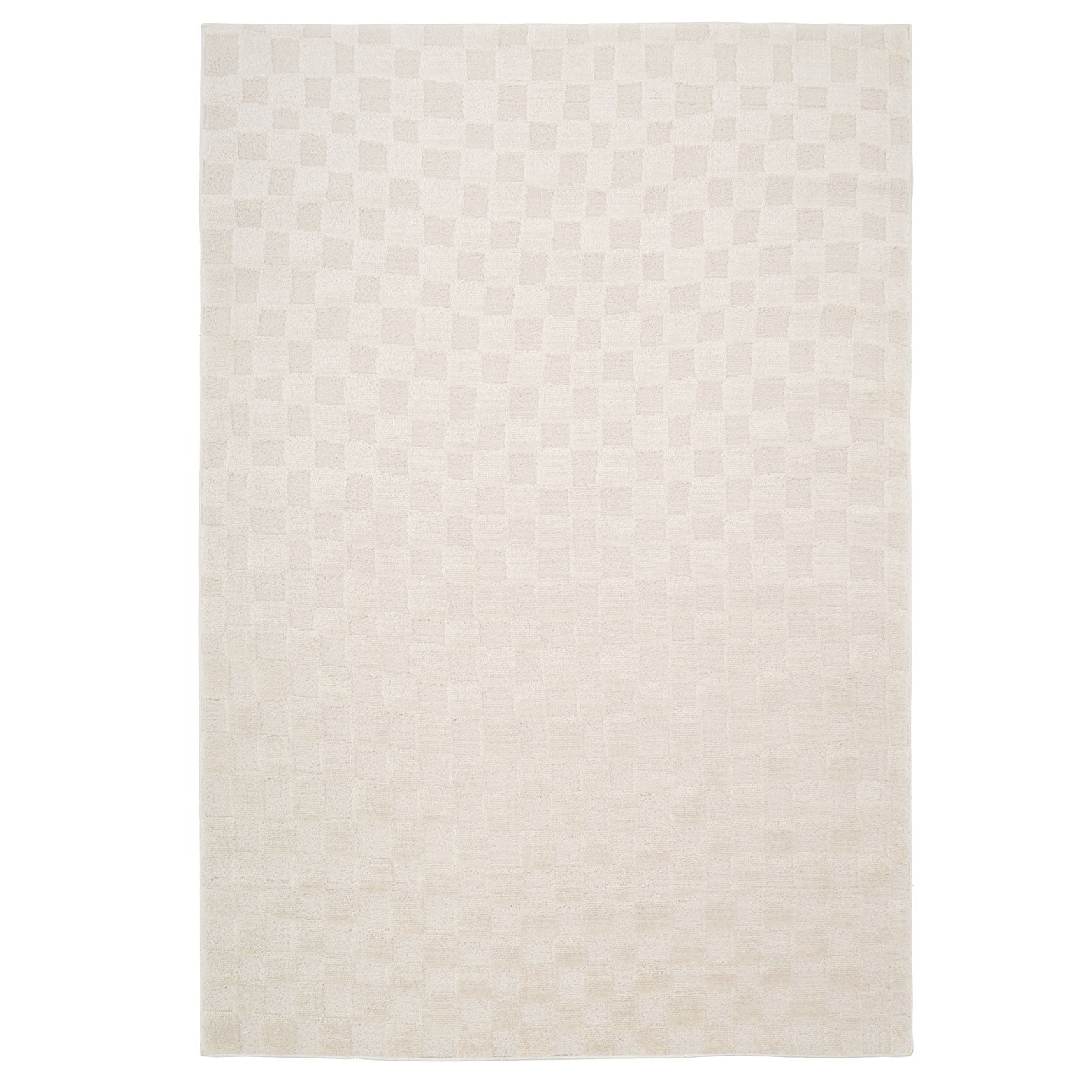 Soft Natural Cream Retro Checkerboard Rug - Liv – Kukoon Rugs Online