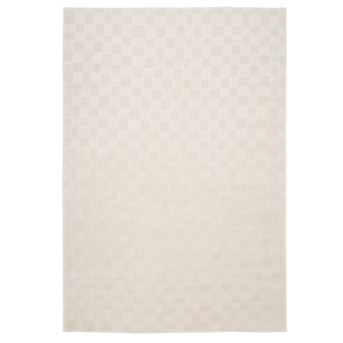 Soft Natural Cream Retro Checkerboard Rug - Liv