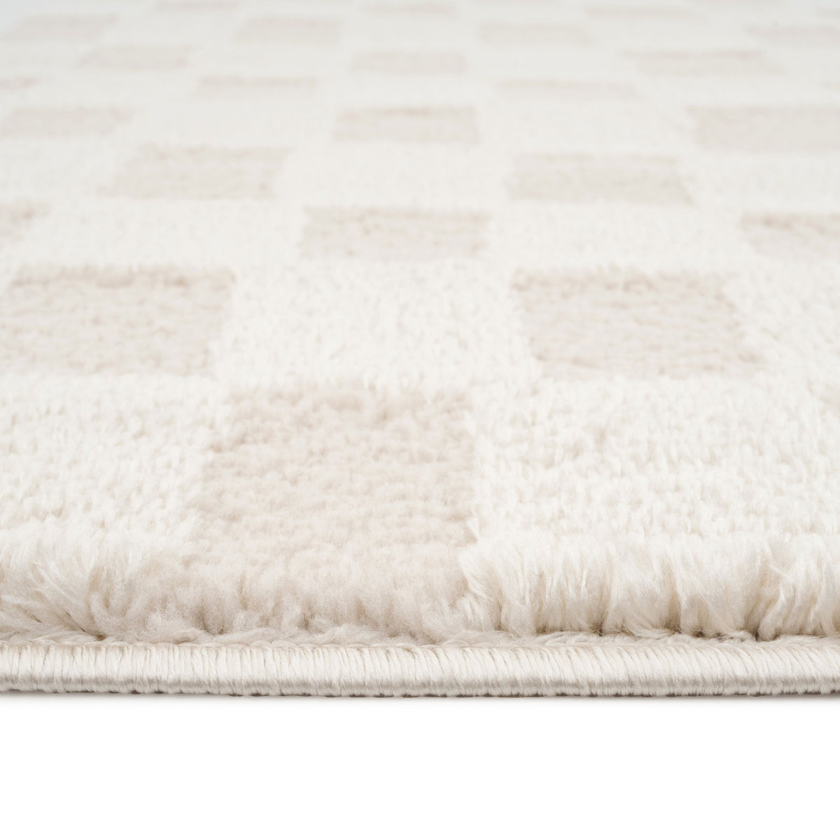 Soft Natural Cream Retro Checkerboard Rug - Liv