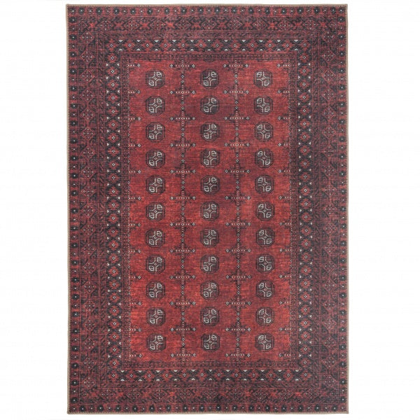 Traditional Red Washable Oriental Rug